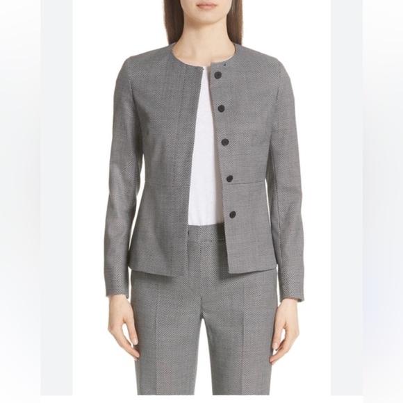 MaxMara Jackets & Blazers - Max Mara Giochi Black White Wool Jacket Blazer Collarless
